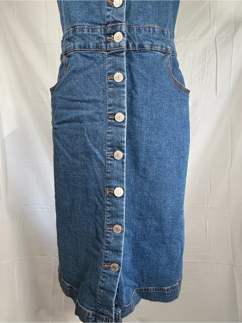 Jordache Vintage Denim Button-Front Midi Dress - Picture 3 of 13